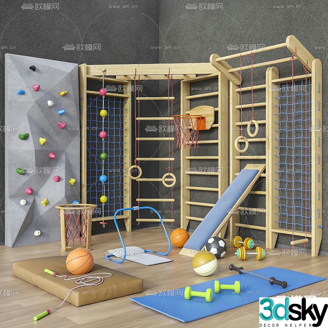 Modern rock climbing equipment yoga mat 3d model