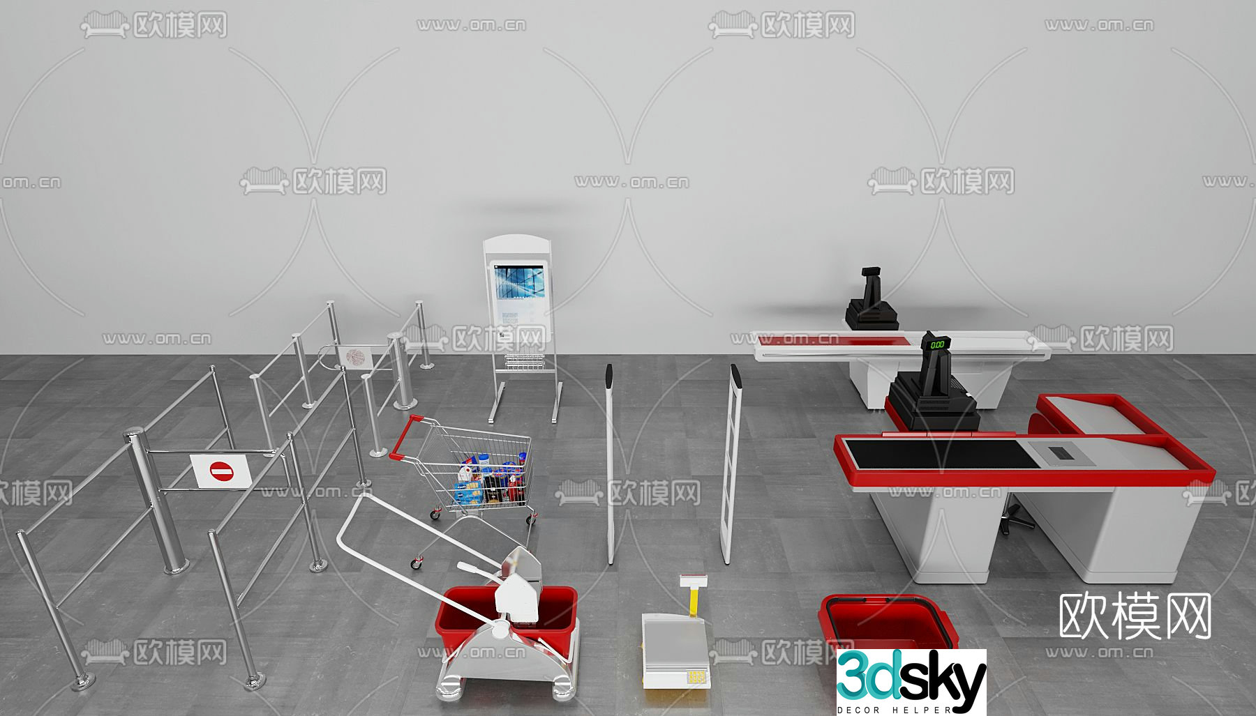 Modern supermarket facilities 3d model