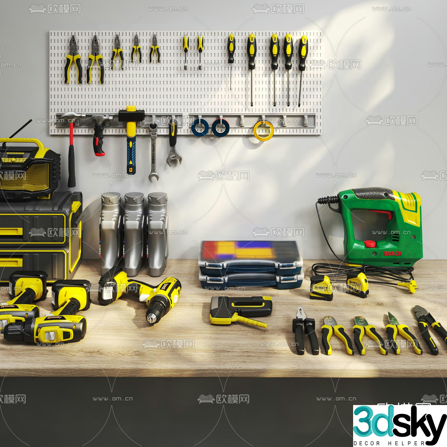 Modern electric drill screwdriver tool box 3d model