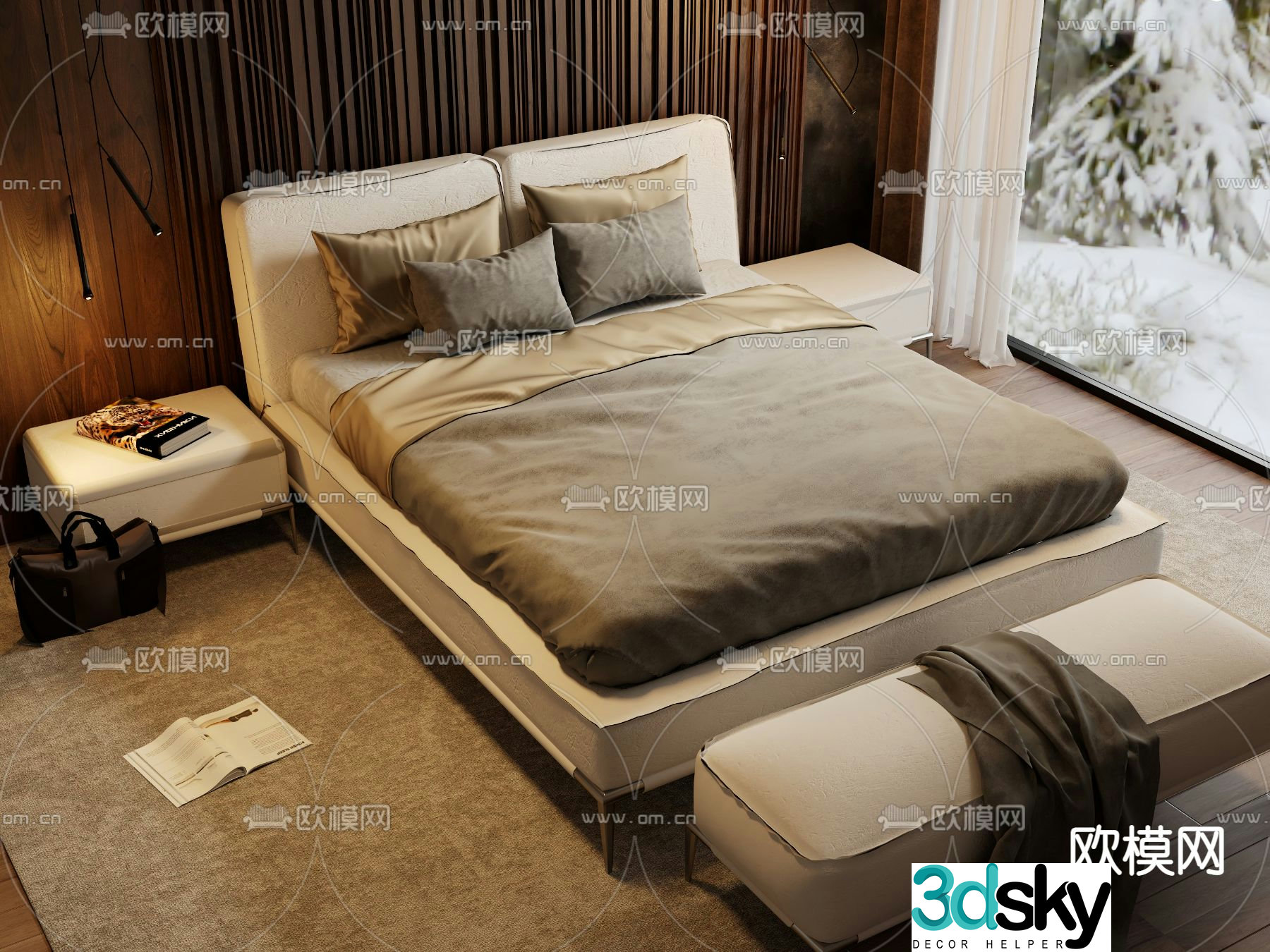 Elica Roche Bobois double bed 3d model