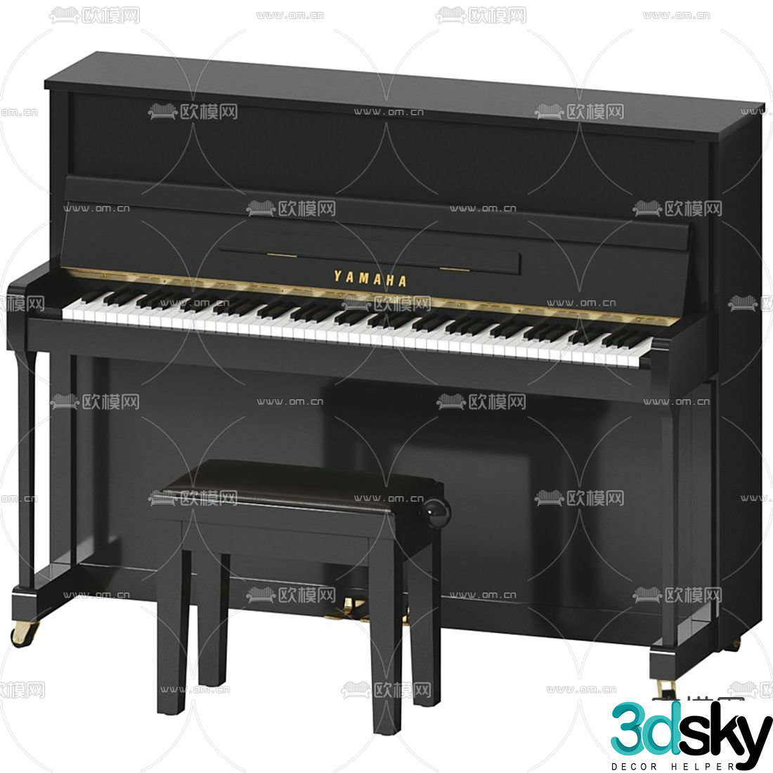 YAMAHA upright piano 3d model