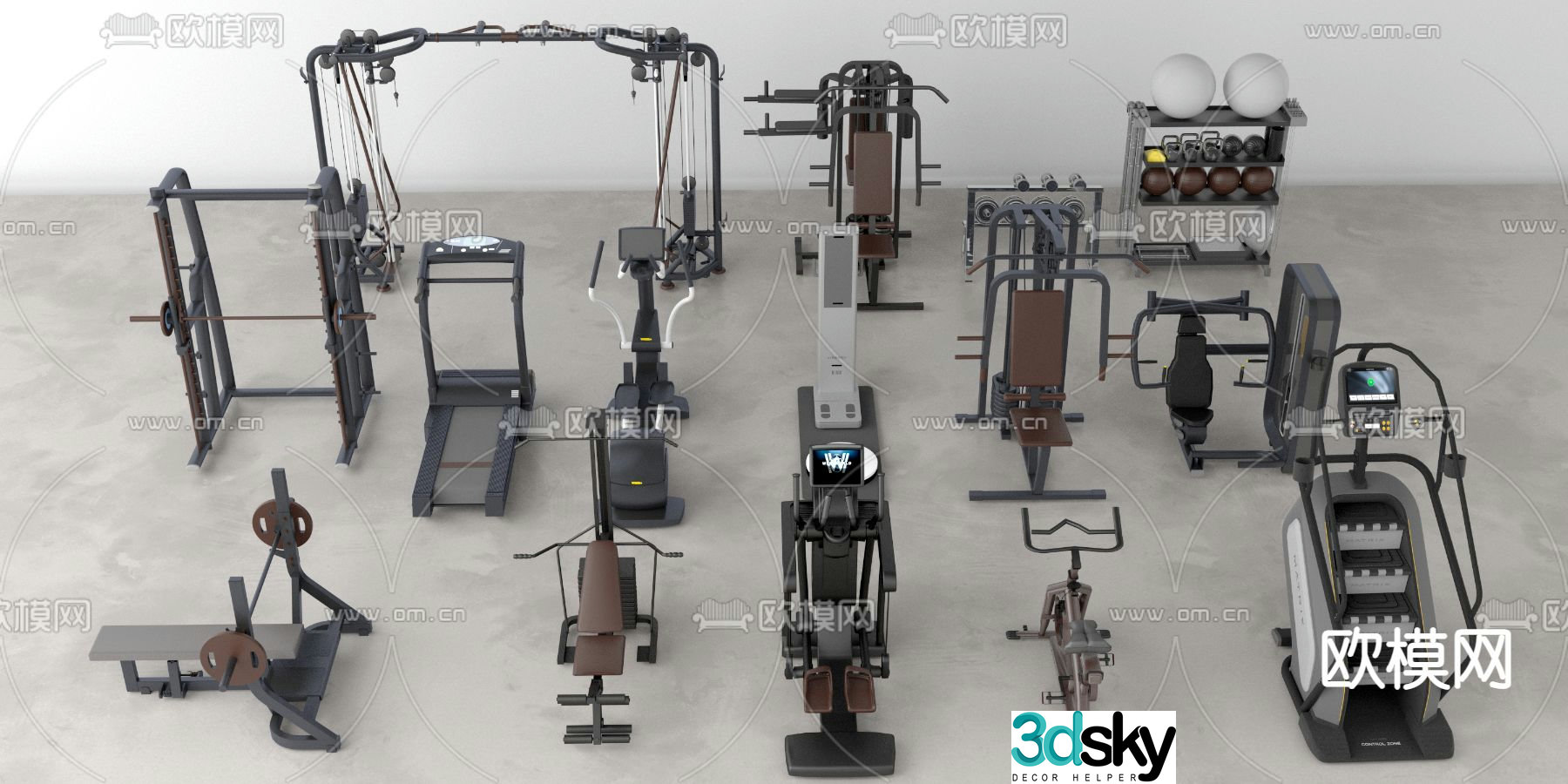 Modern gym equipment 3d model