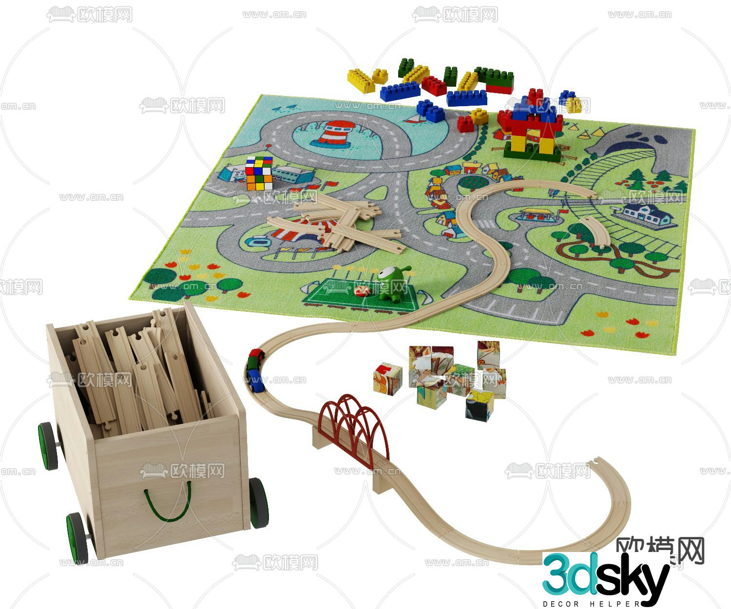 Modern children’s toy train 3d model