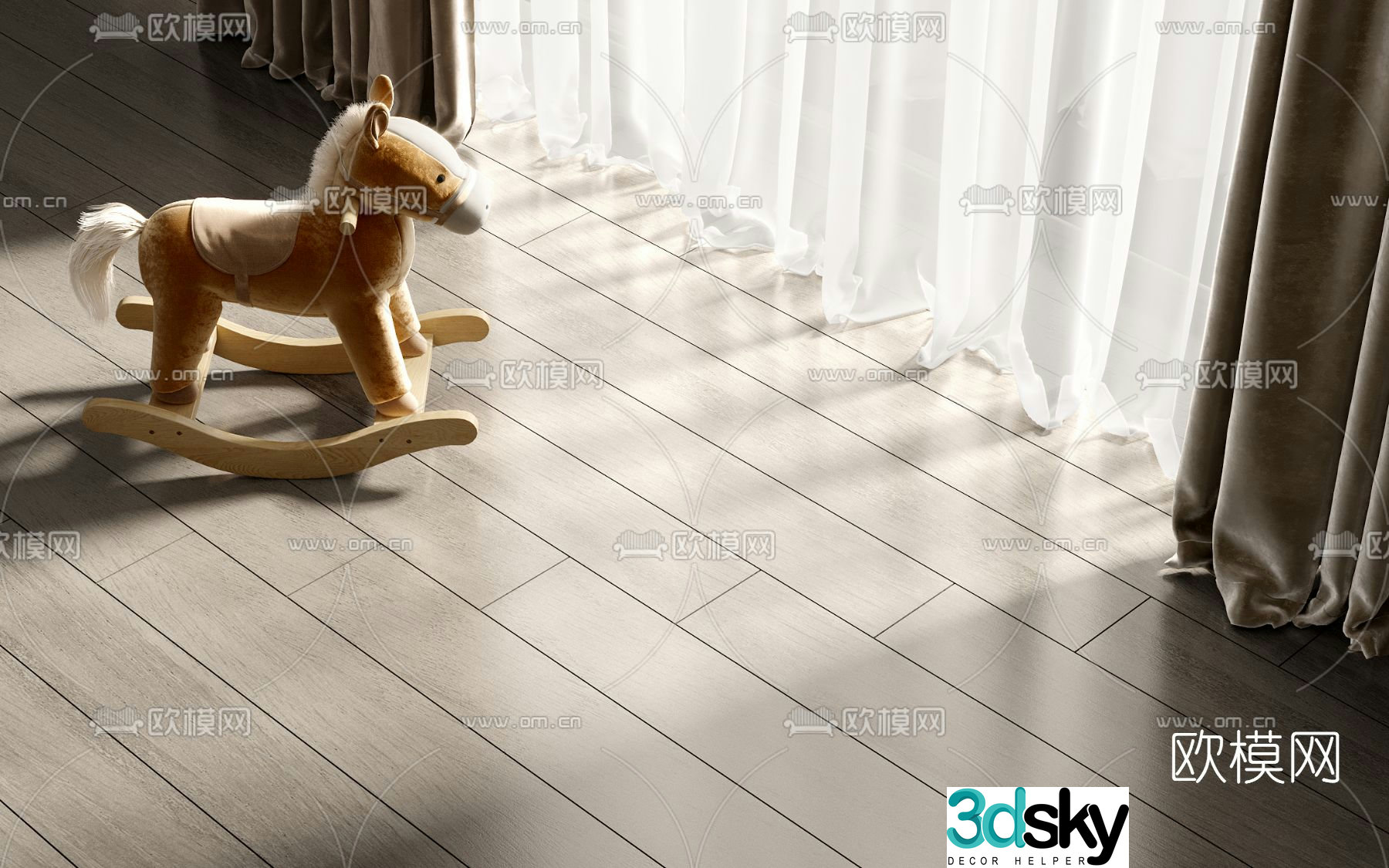 Modern pony children’s rocking chair 3d model