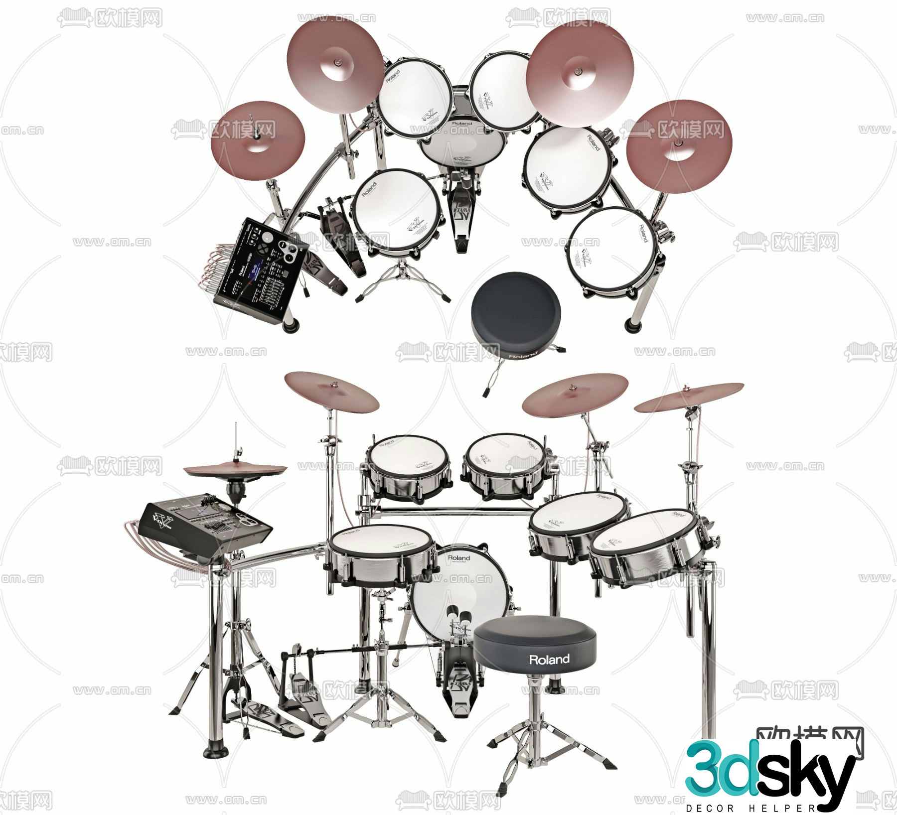 drum set jazz drum percussion instrument 3d model