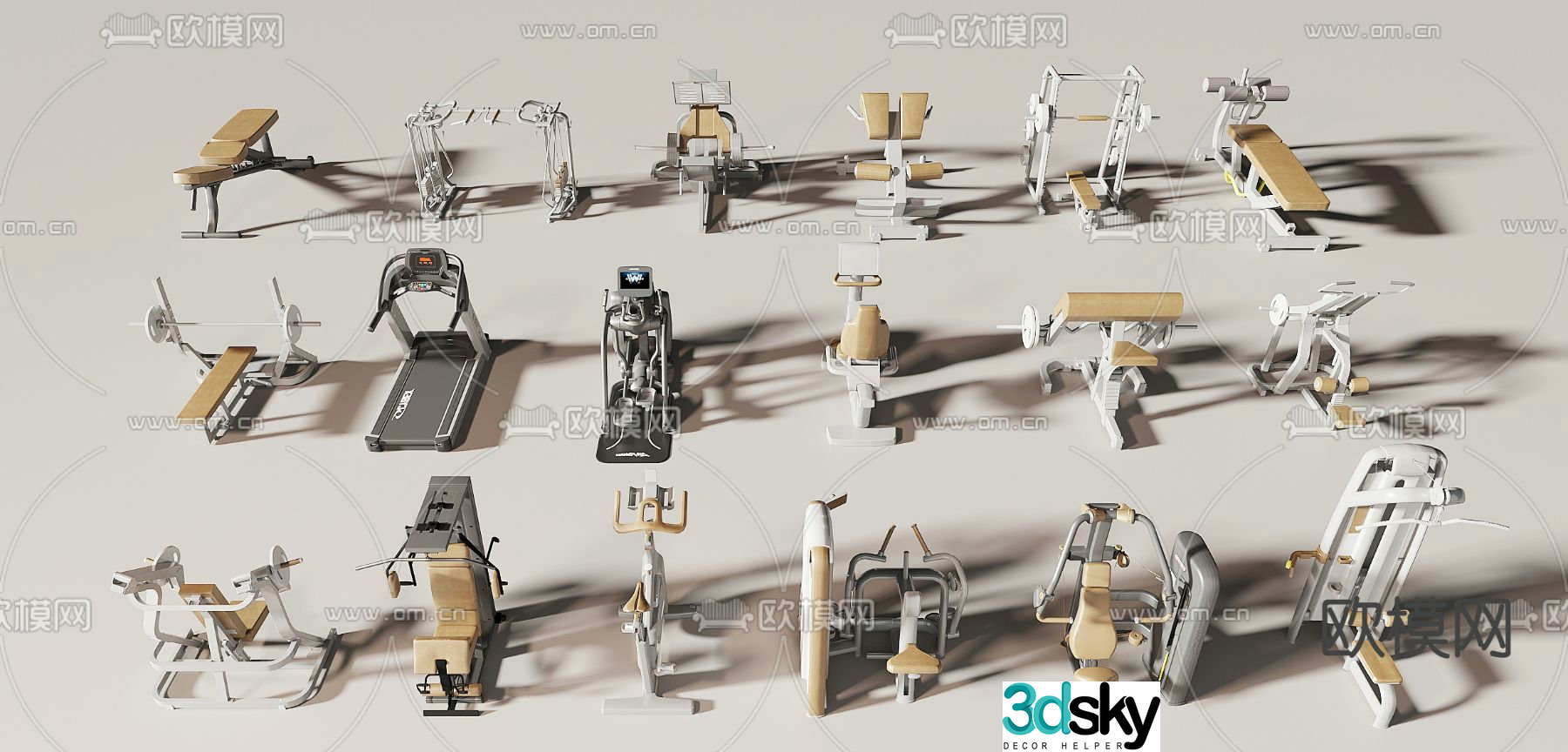 Modern fitness equipment 3d model