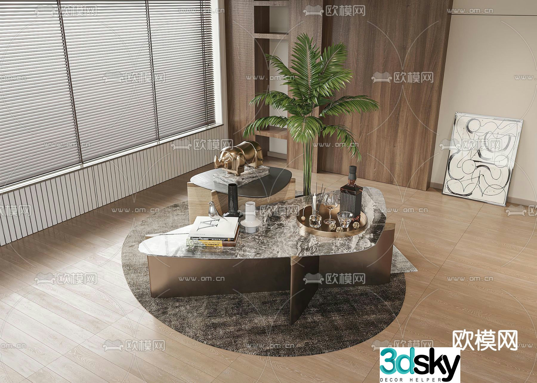 Baxter marble coffee table 3d model