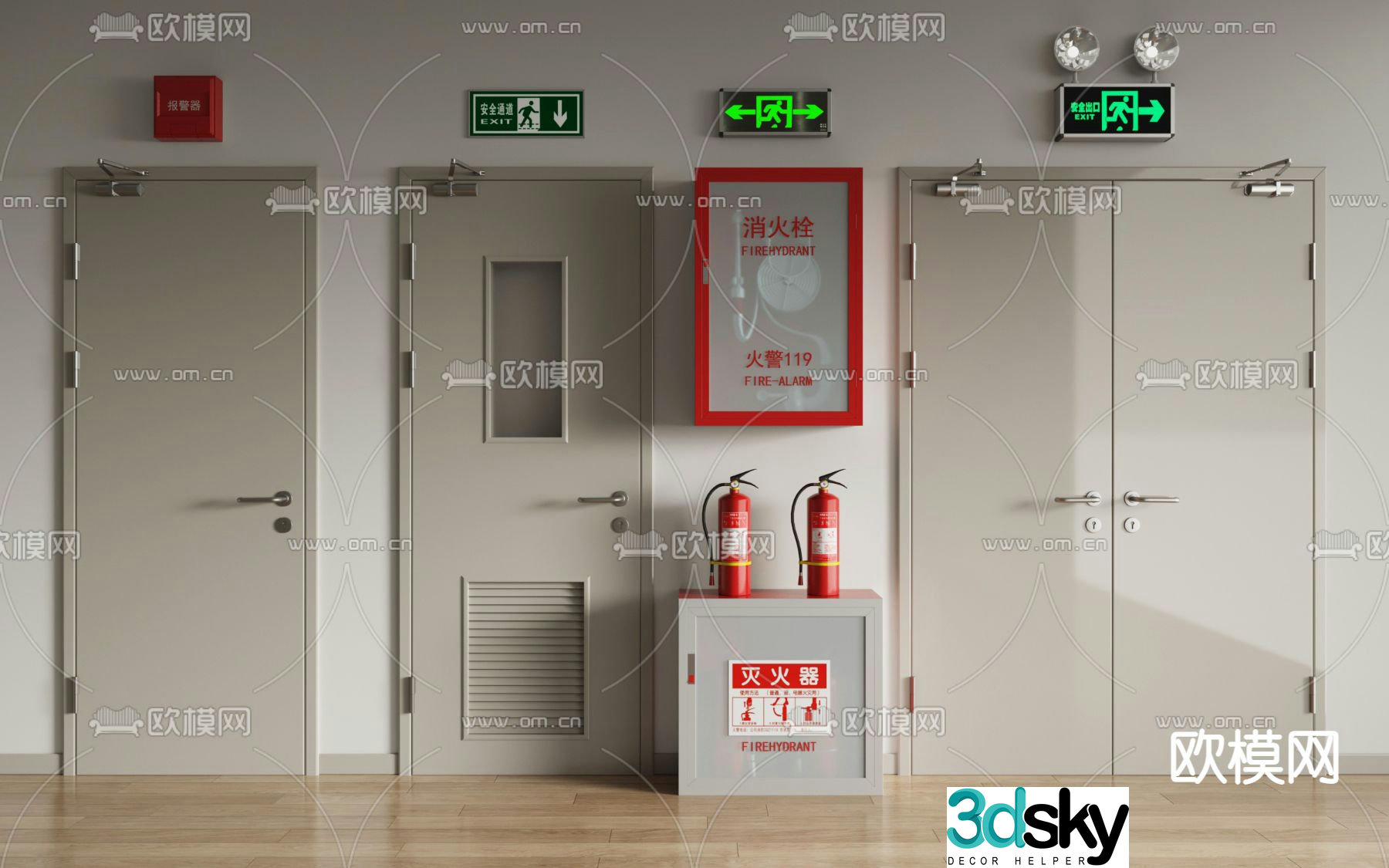 fire door fire door fire hydrant 3d model