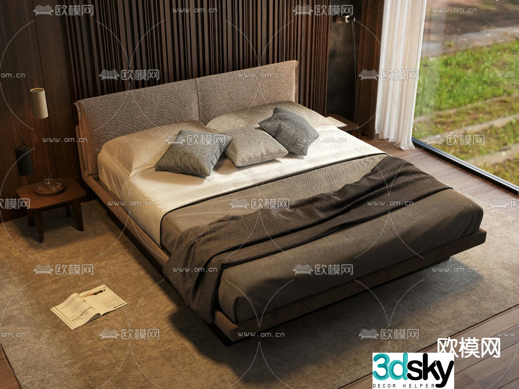 Molteni double bed 3d model