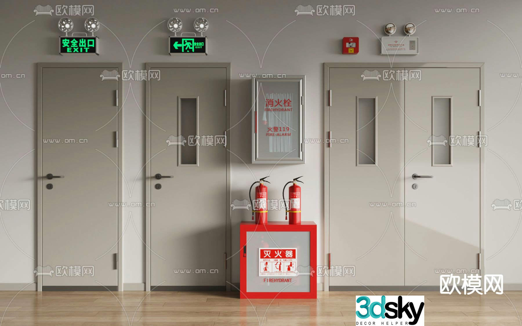 fire door fire door fire hydrant 3d model