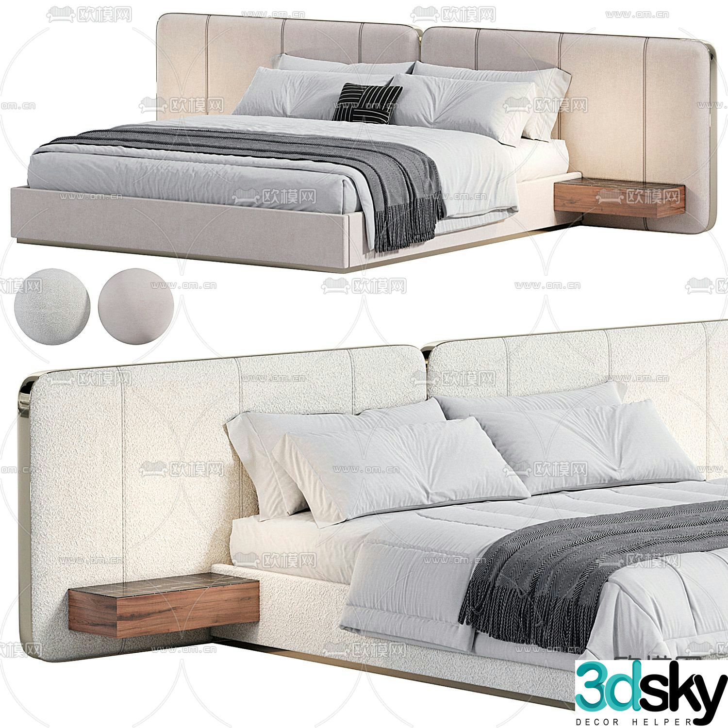 Pertica modern double bed 3d model