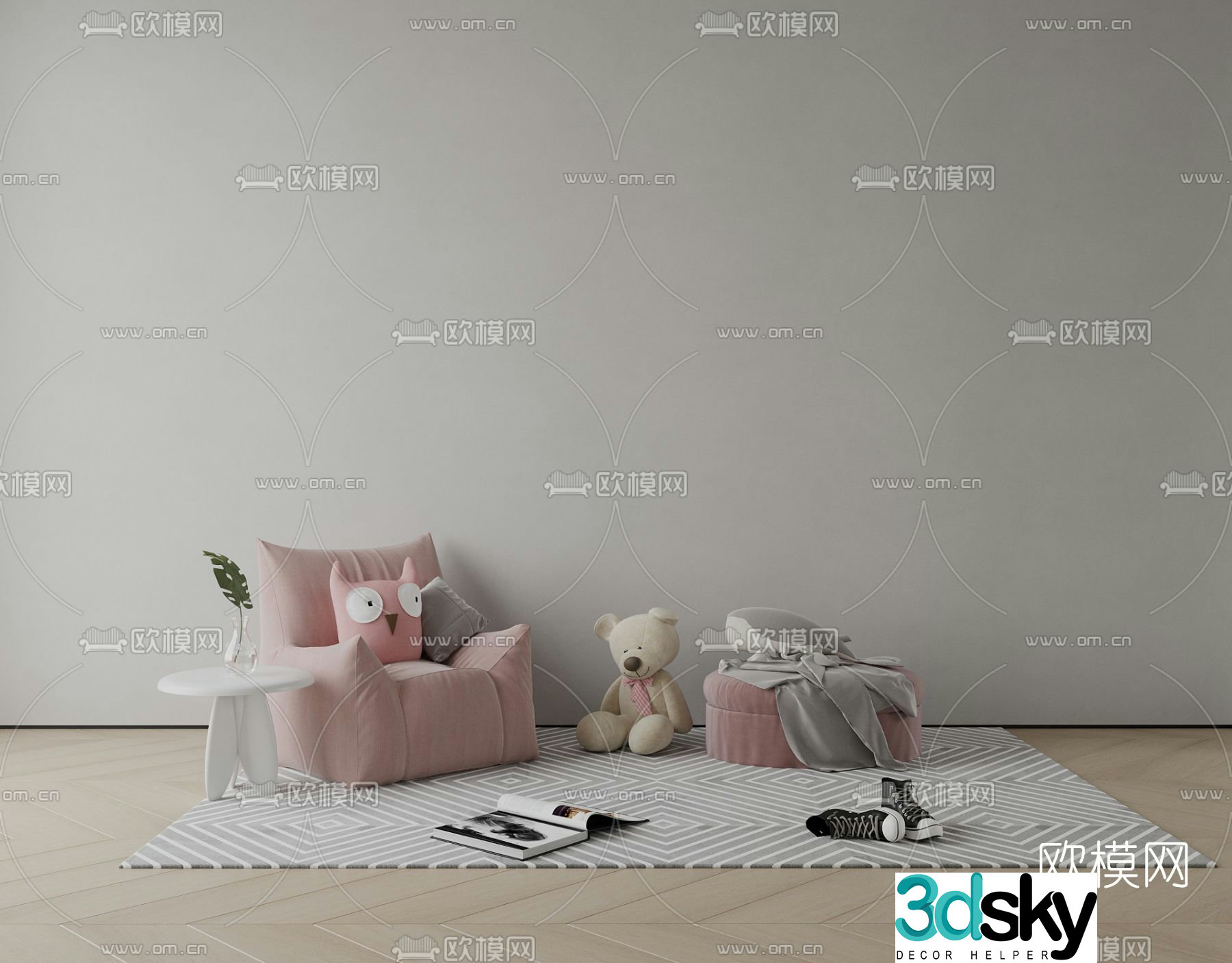 Modern children’s sofa 3d model