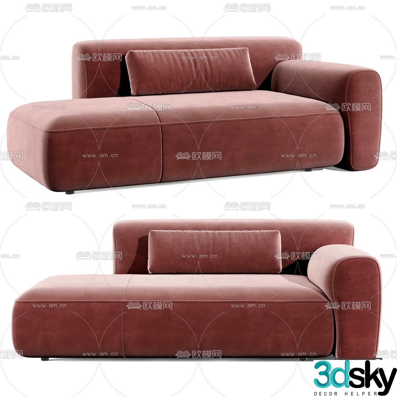 Flexform red chaise longue 3d model