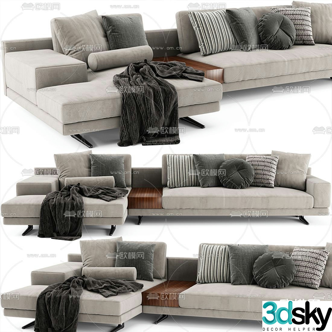 Poliform multi-person sofa corner sofa 3d model