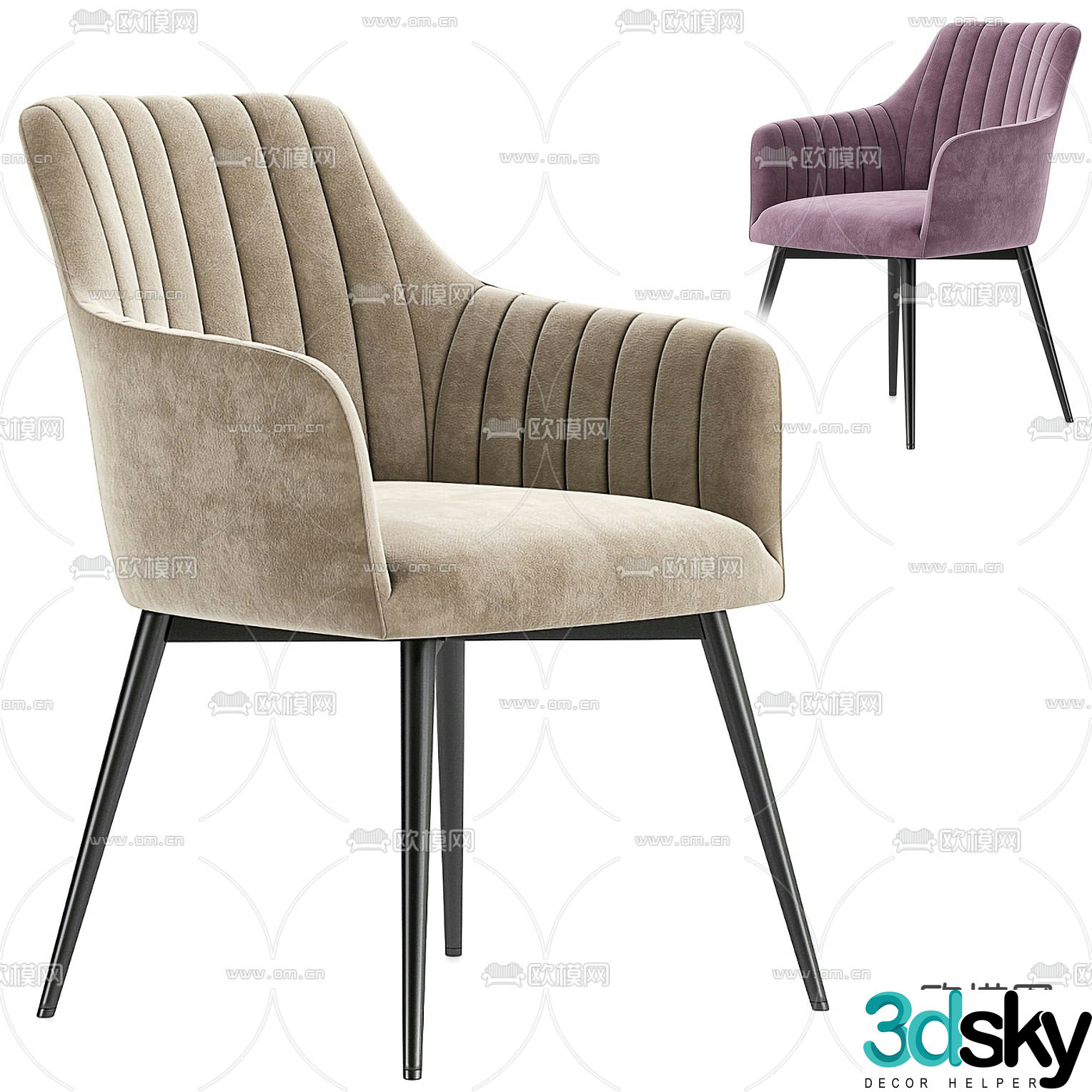 Poliform single chair dining chair 3d model