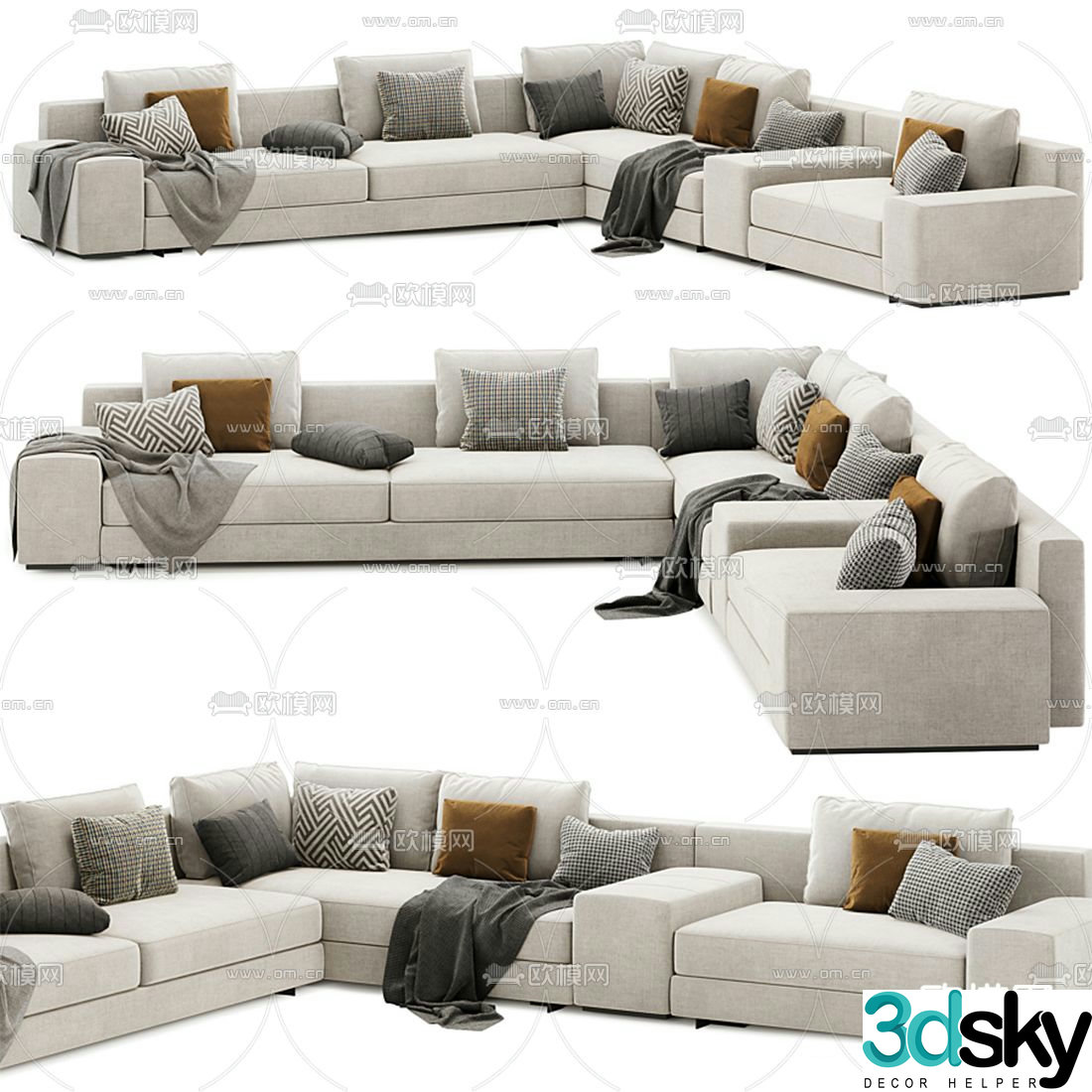 Minotti multi-seat sofa corner sofa 3d model