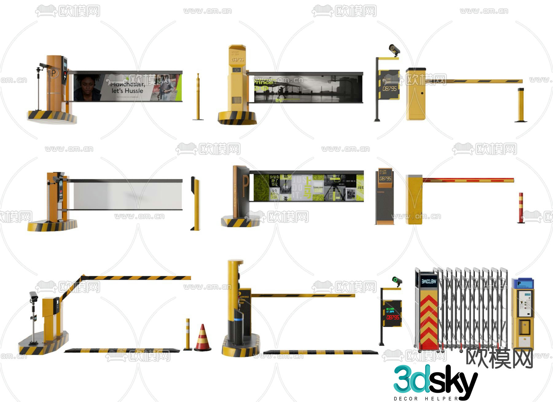 Toll pole, access control, automatic gate 3d model