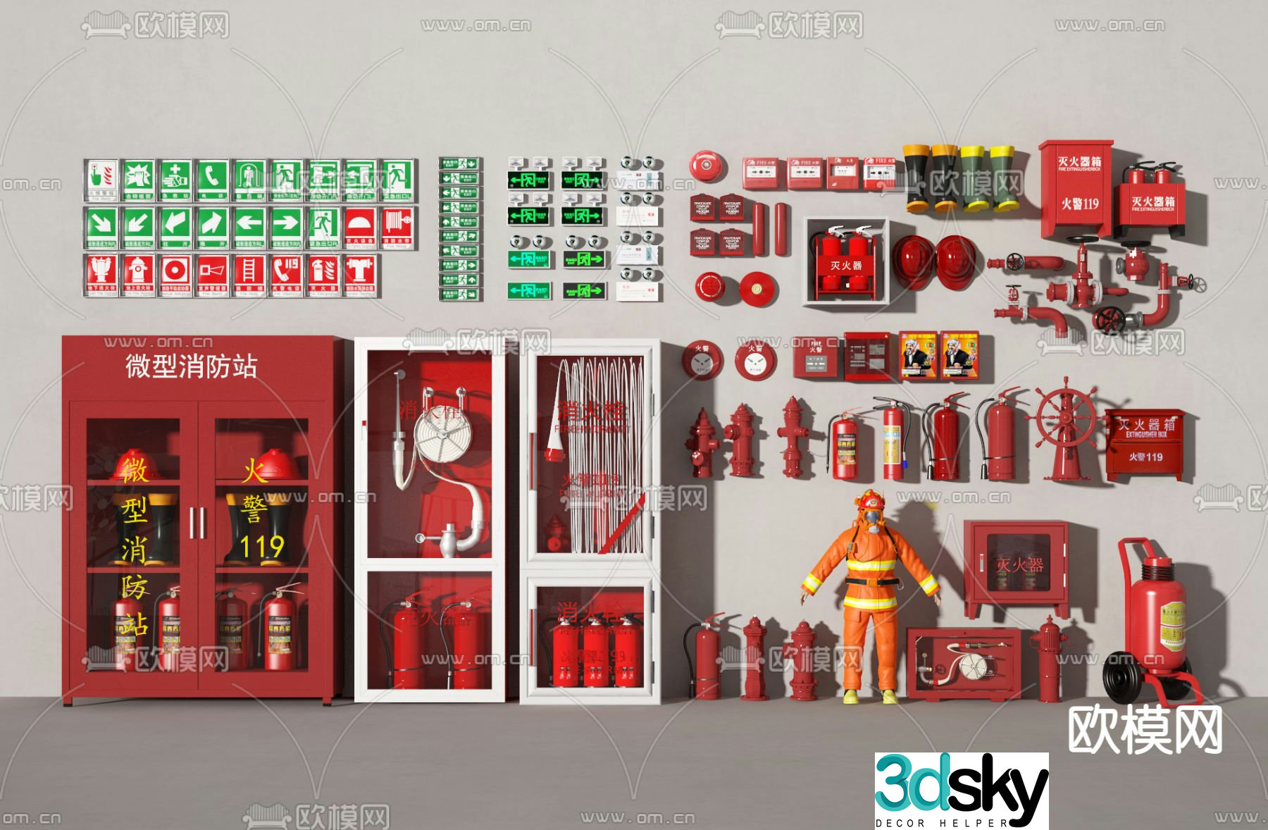 Fire equipment fire extinguisher fire hydrant 3d model