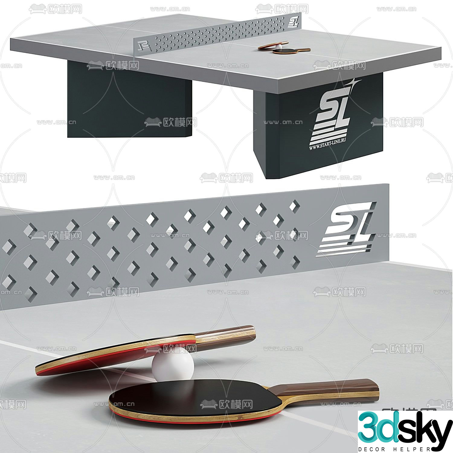 Fitness equipment table tennis table 3d model