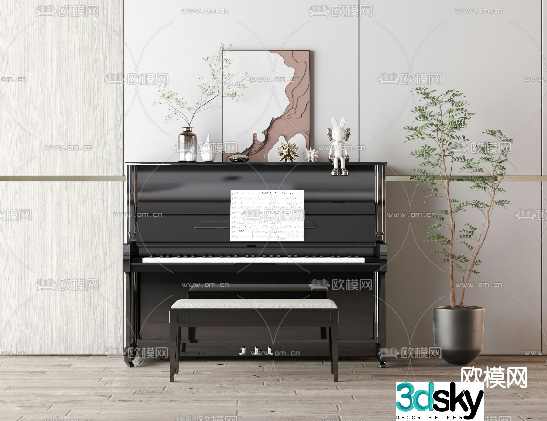 modern piano 3d model