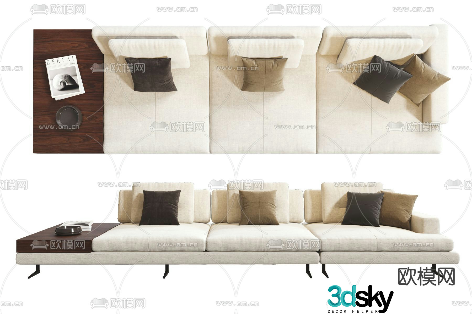 MISSANA three-seat sofa upholstered sofa 3d model