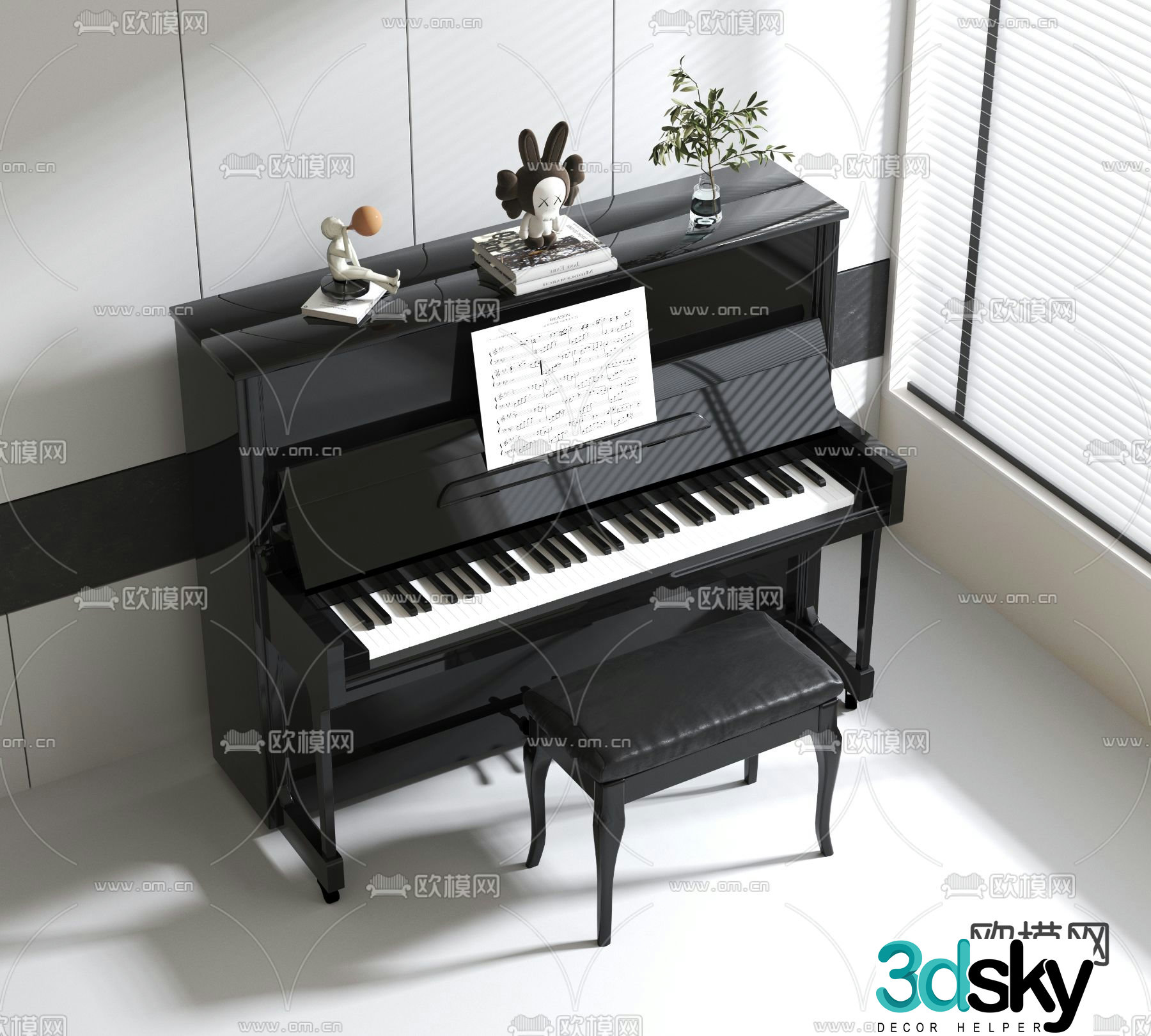 upright piano 3d model