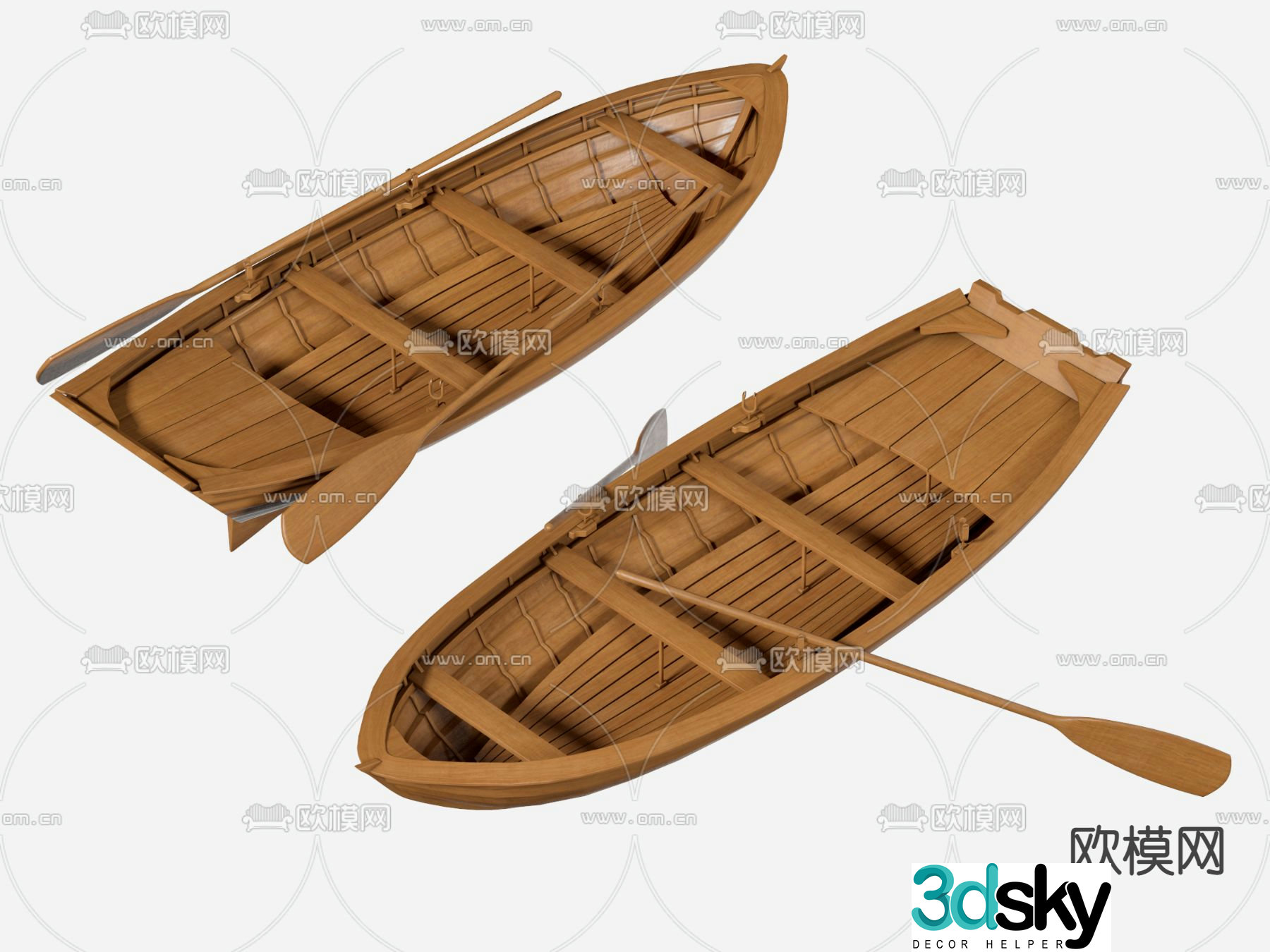 Chinese wooden boat boat 3d model