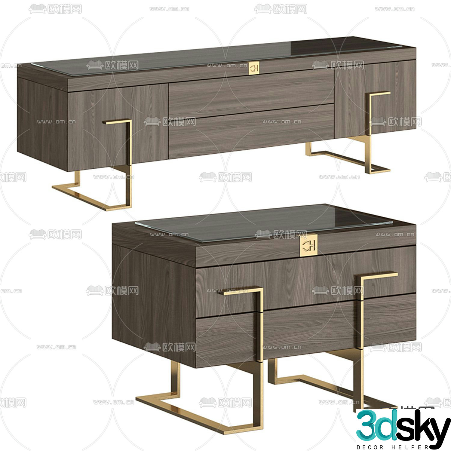 B&B italia TV cabinet bedside table 3d model
