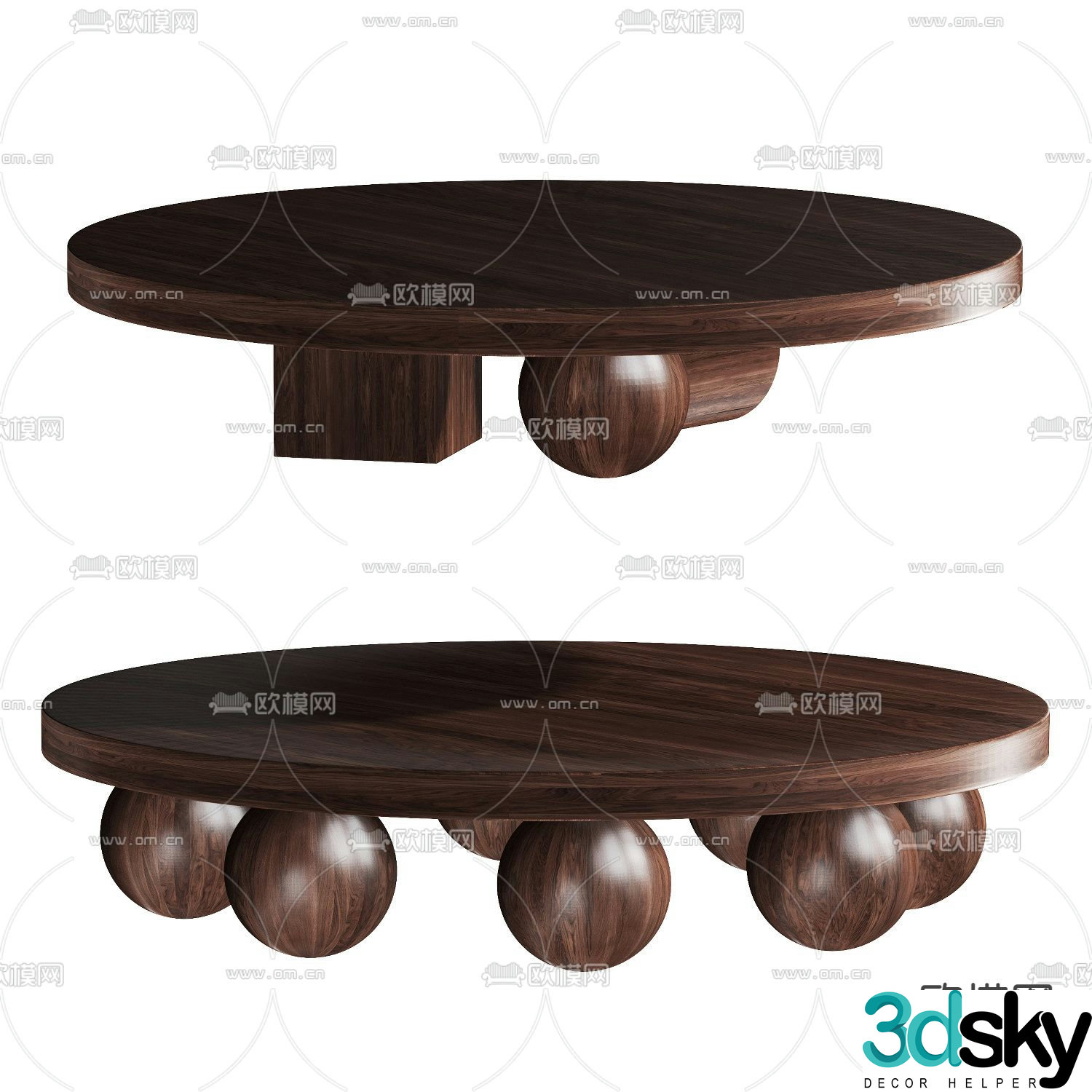 poliform solid wood coffee table 3d model