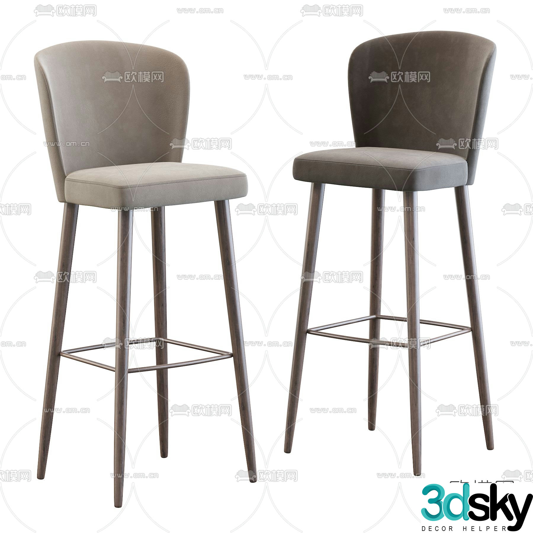 Minotti modern bar chair 3d model