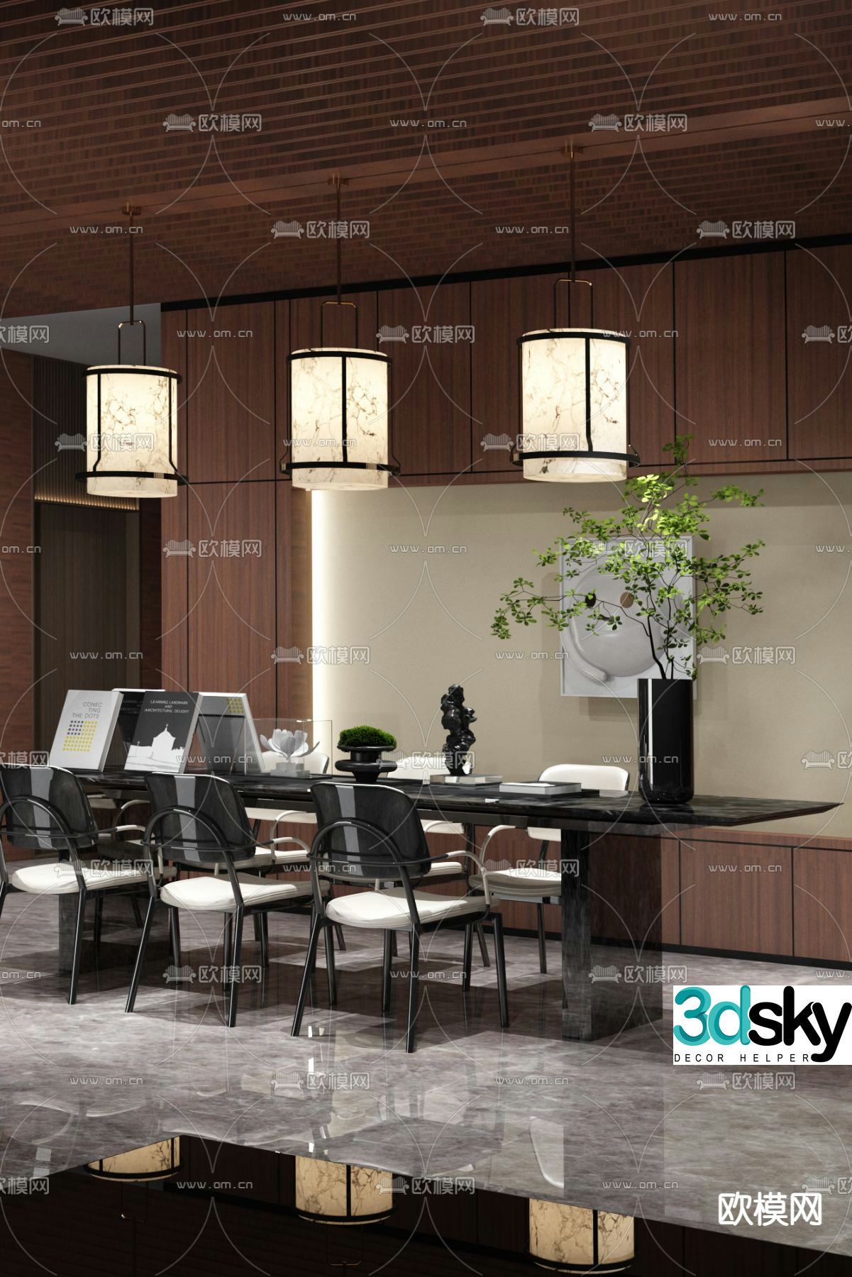 Mudi Design New Chinese Tea Room 3D Model