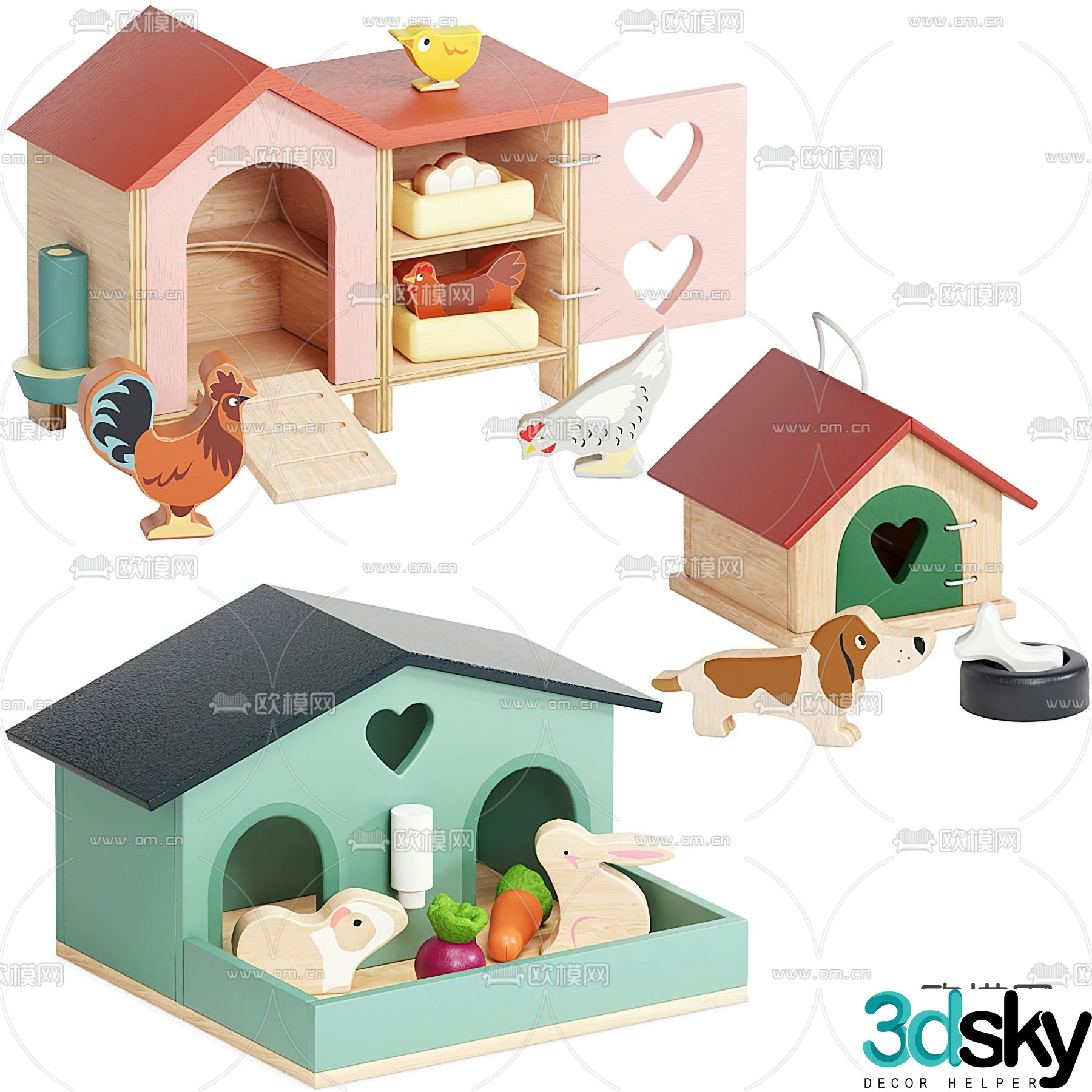Building block house toy 3d model
