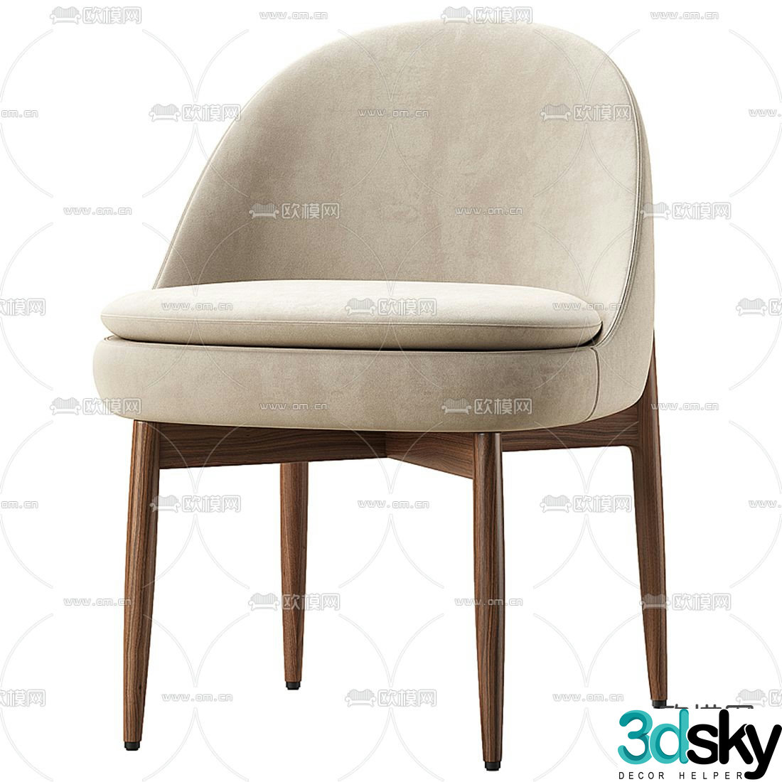 Minotti single chair dining chair 3d model