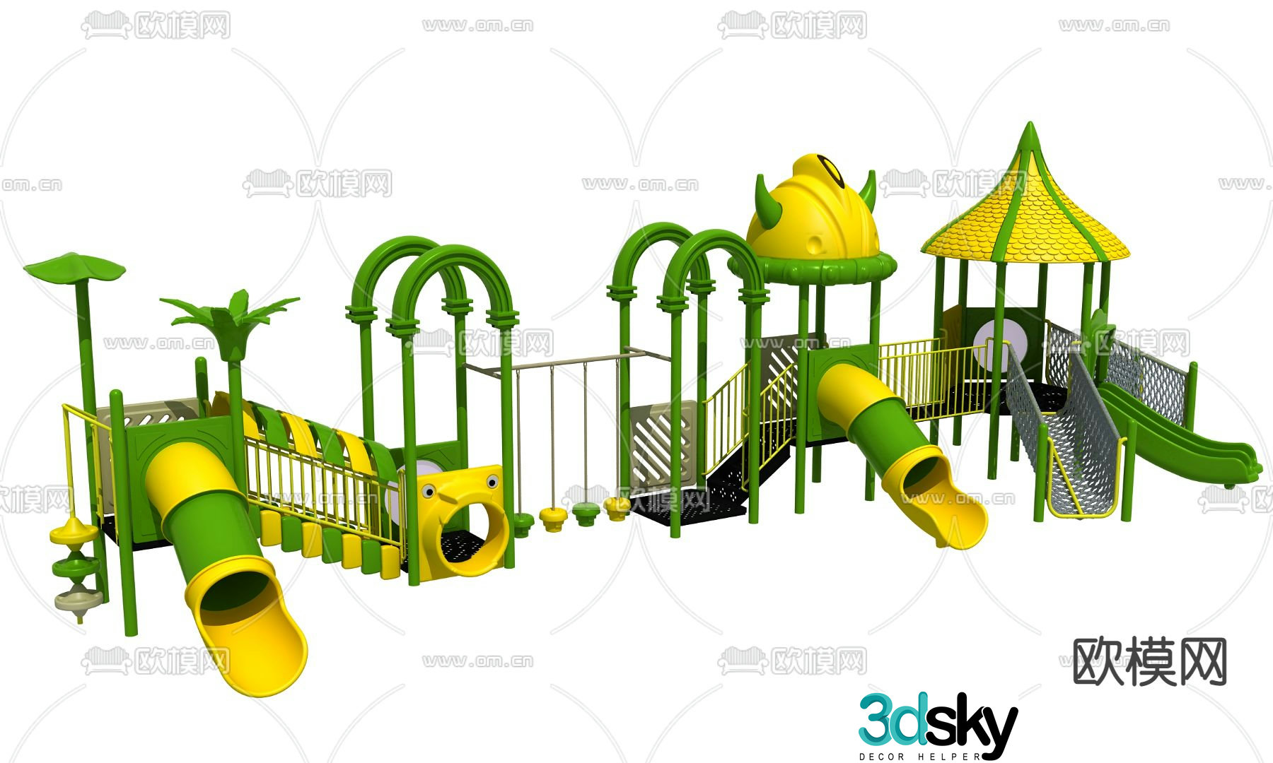 Modern children's slide amusement equipment 3d model