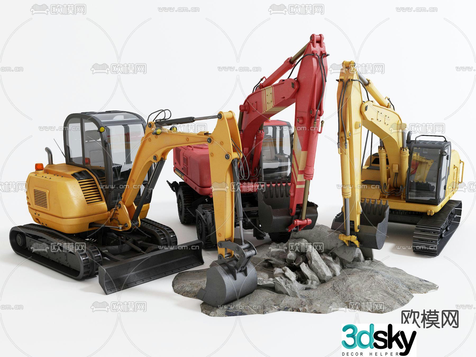 Engineering vehicle hook machine excavator 3d model