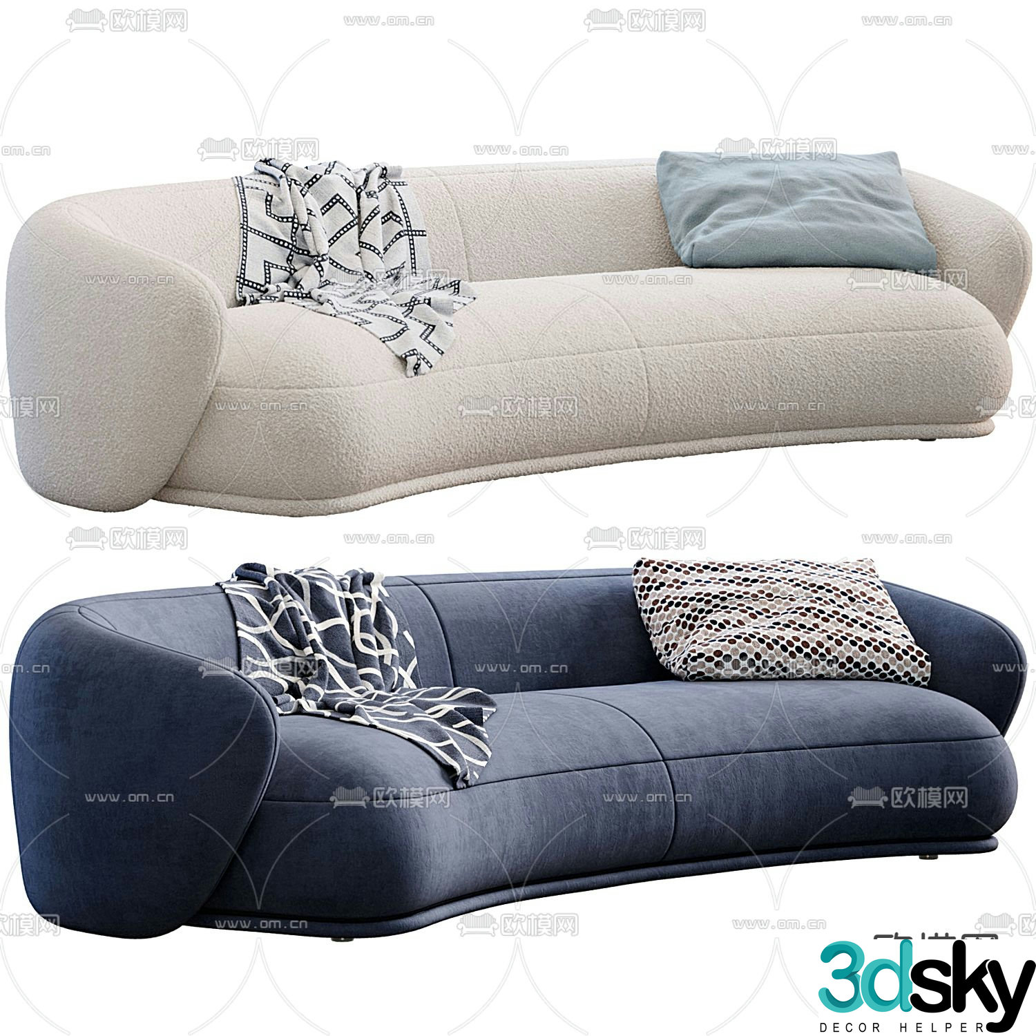 B&B Italia curved sofa double sofa 3d model