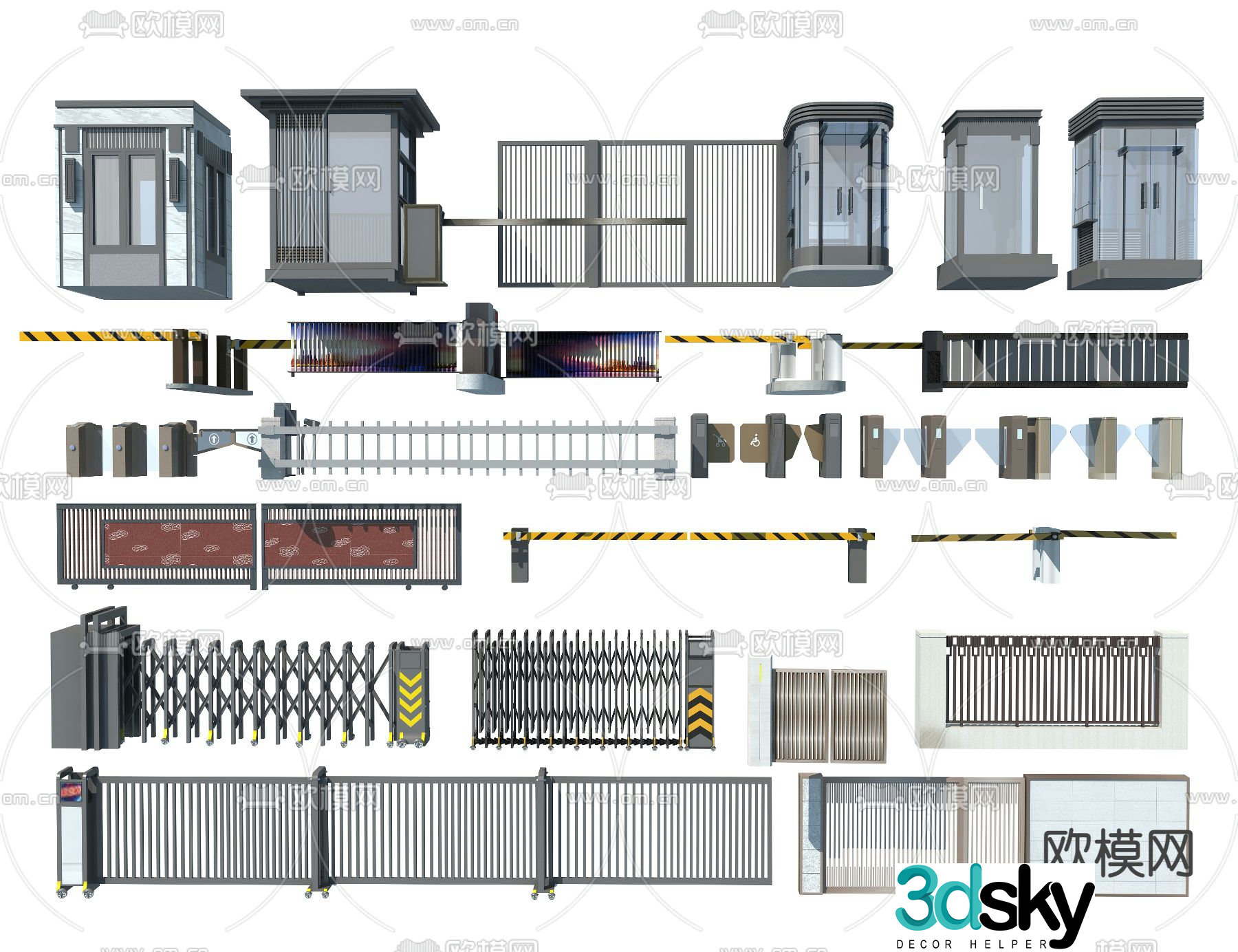 Retractable door guard room security booth 3d model