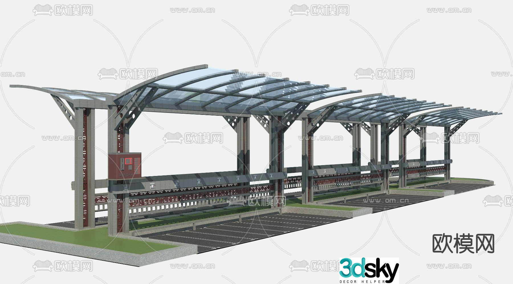 Modern electric car parking shed charging pile 3d model