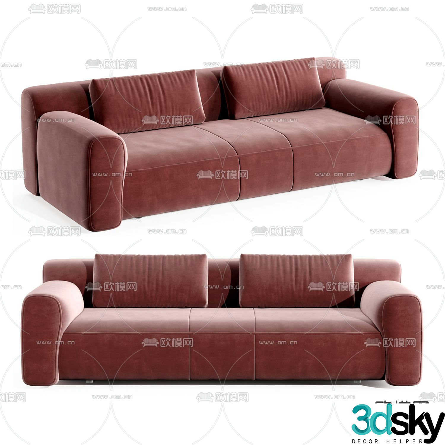 Flexform red sofa double sofa 3d model