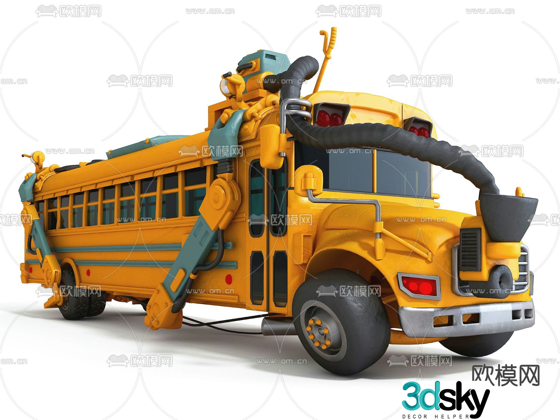 toy car truck school bus school bus 3d model