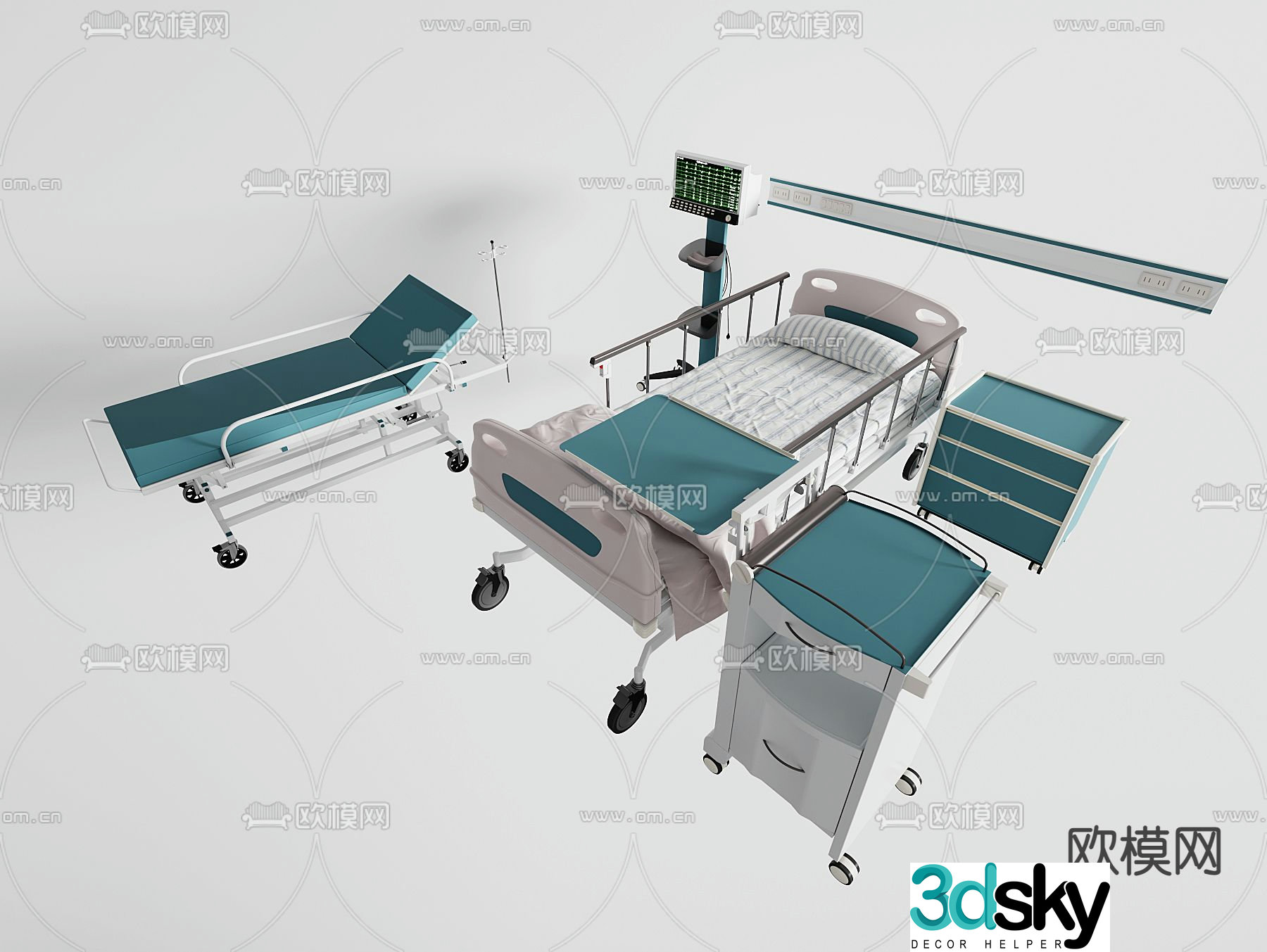 Modern medical bed 3d model