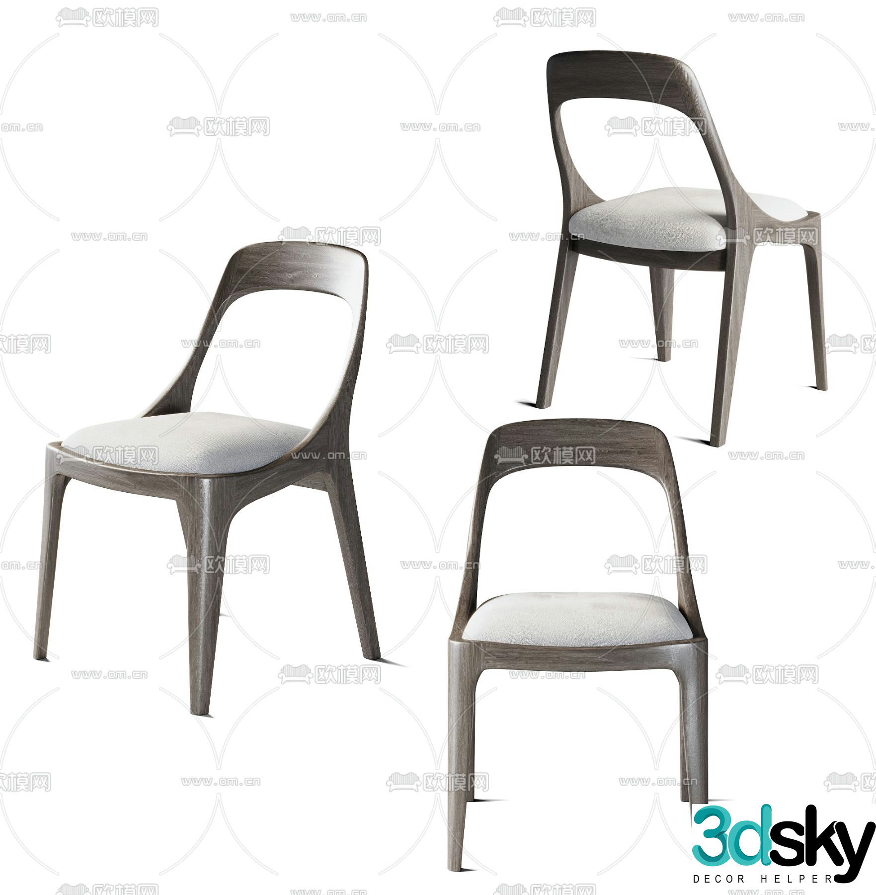 Poliform single chair dining chair 3d model