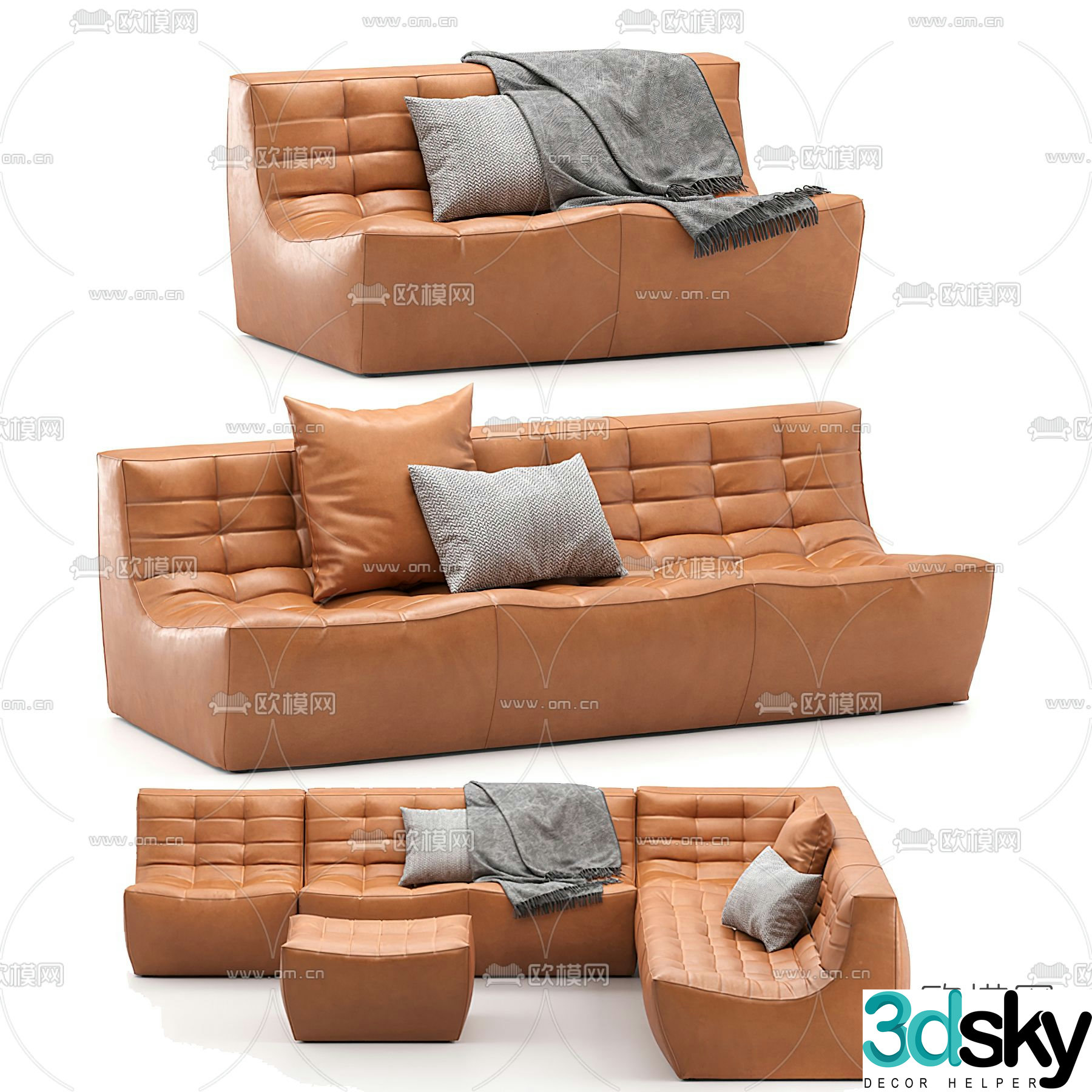 Flexform orange sofa 3d model