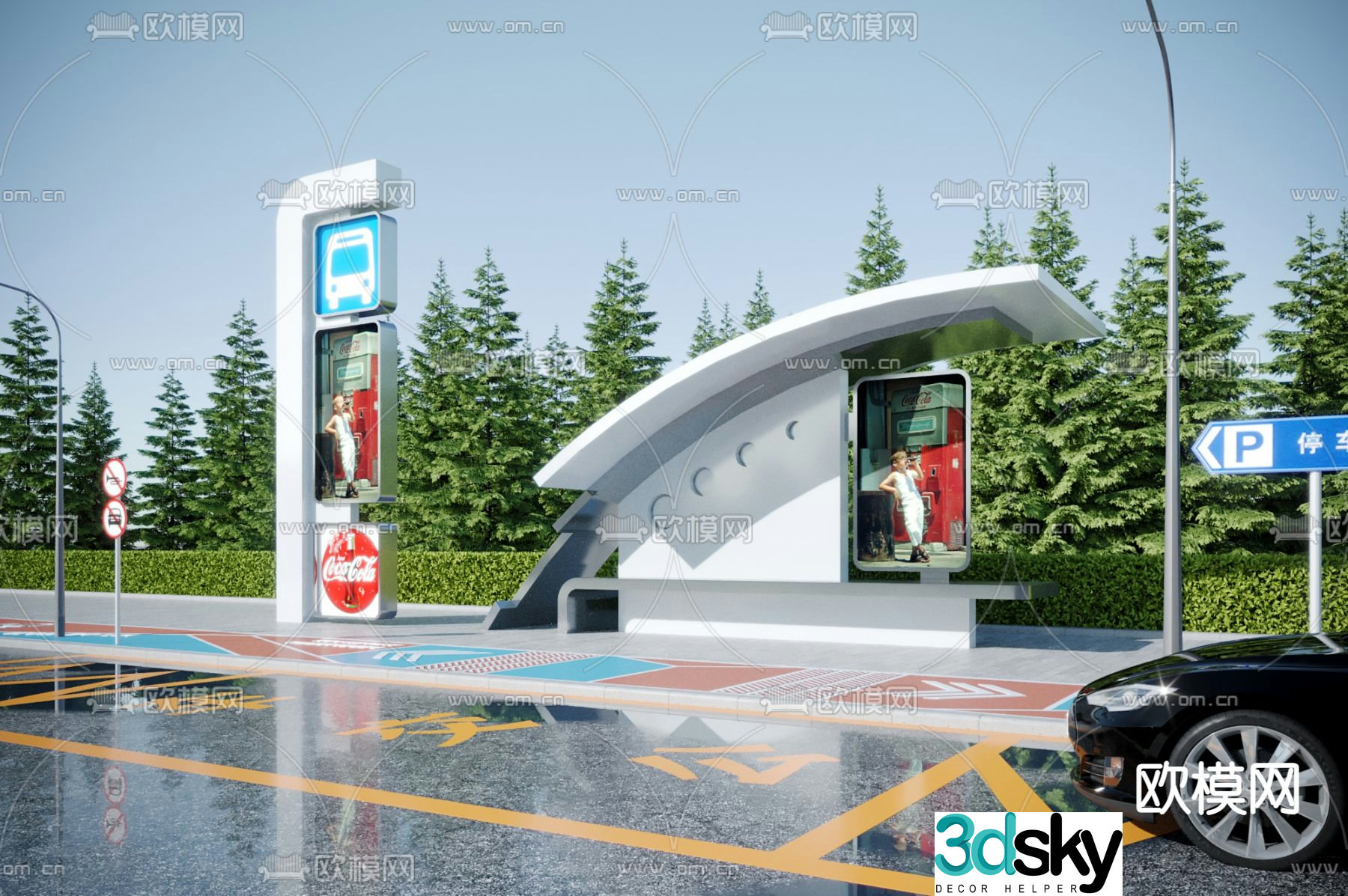 Bus stop shelter 3d model