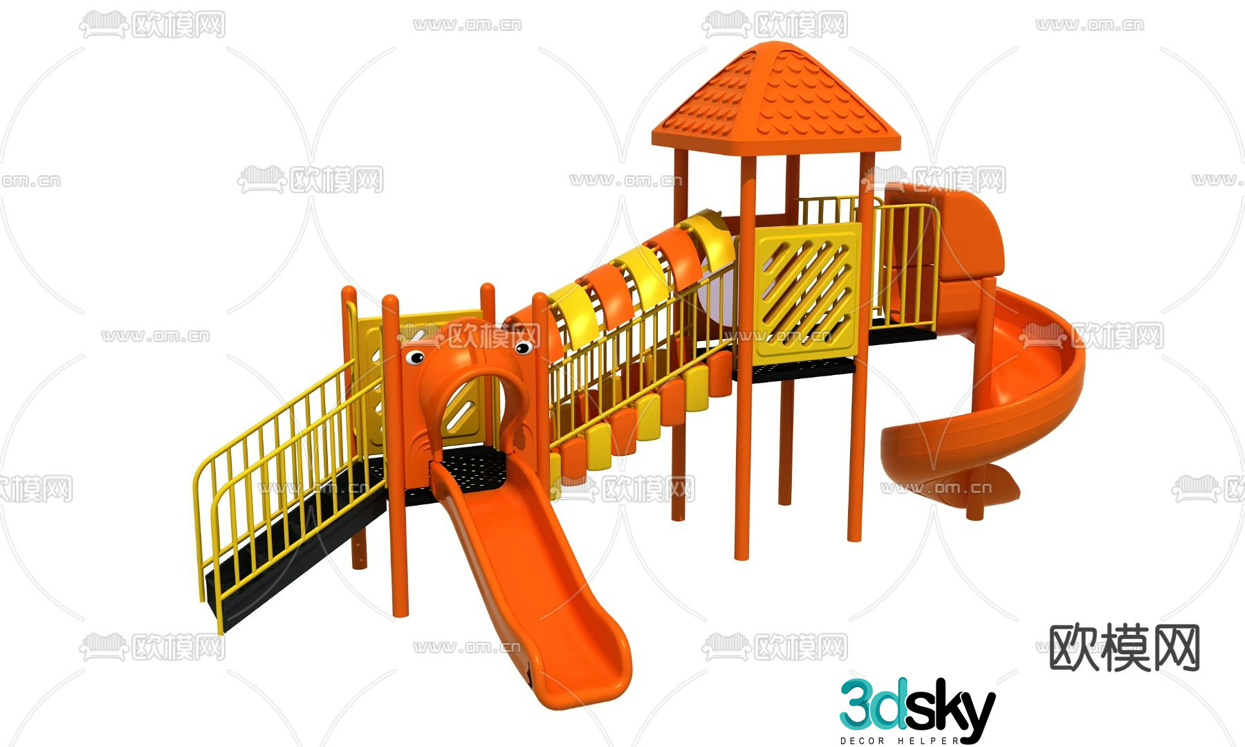 Modern children's slide amusement equipment 3d model