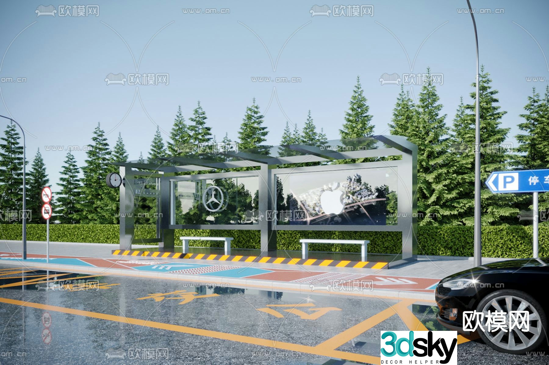 Bus stop shelter 3d model