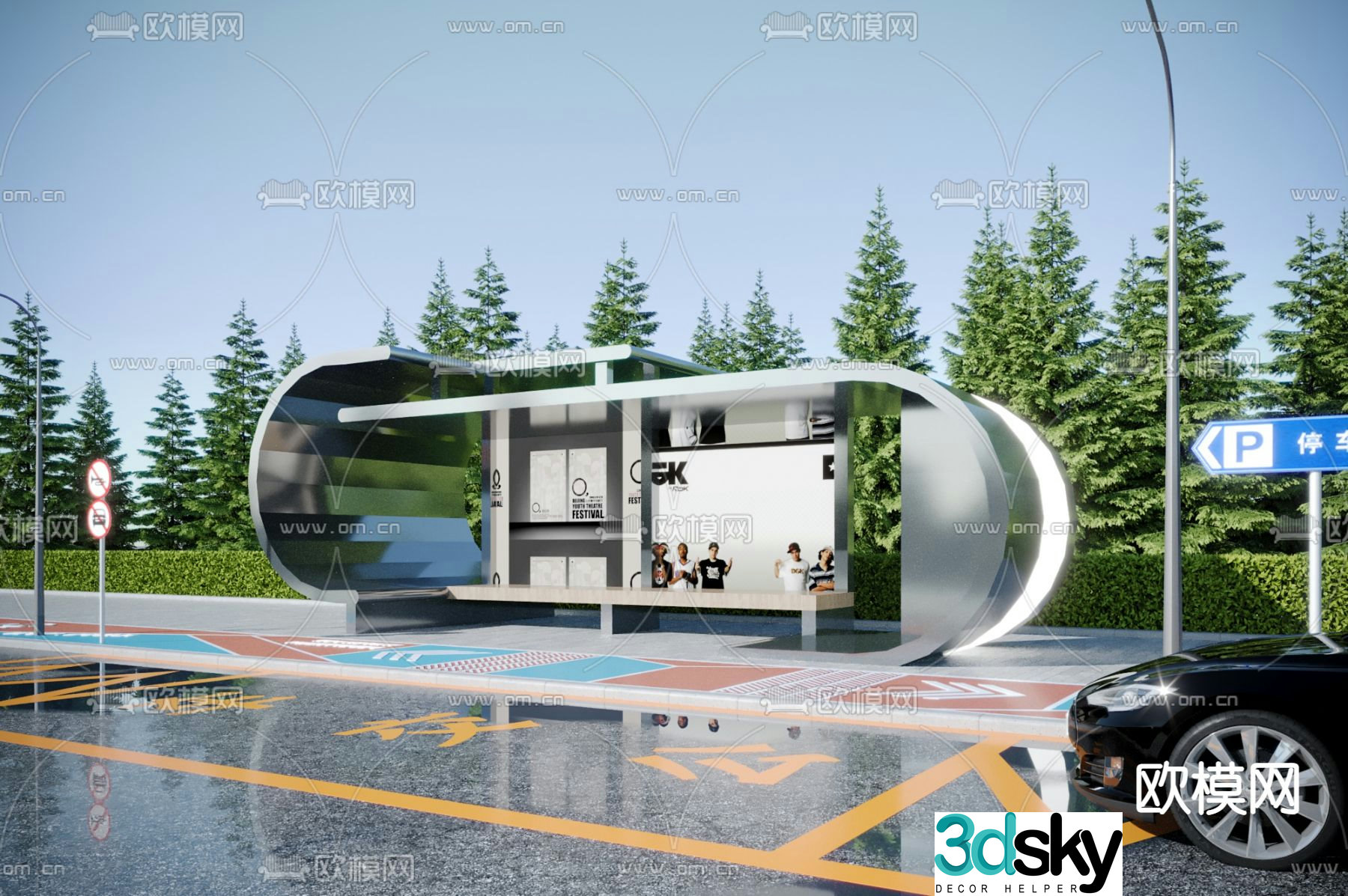Bus stop shelter 3d model