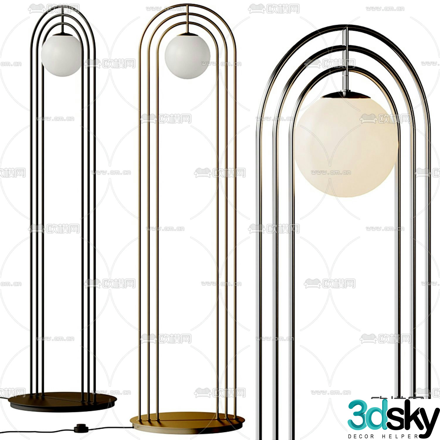 B&B italia light luxury floor lamp 3d model