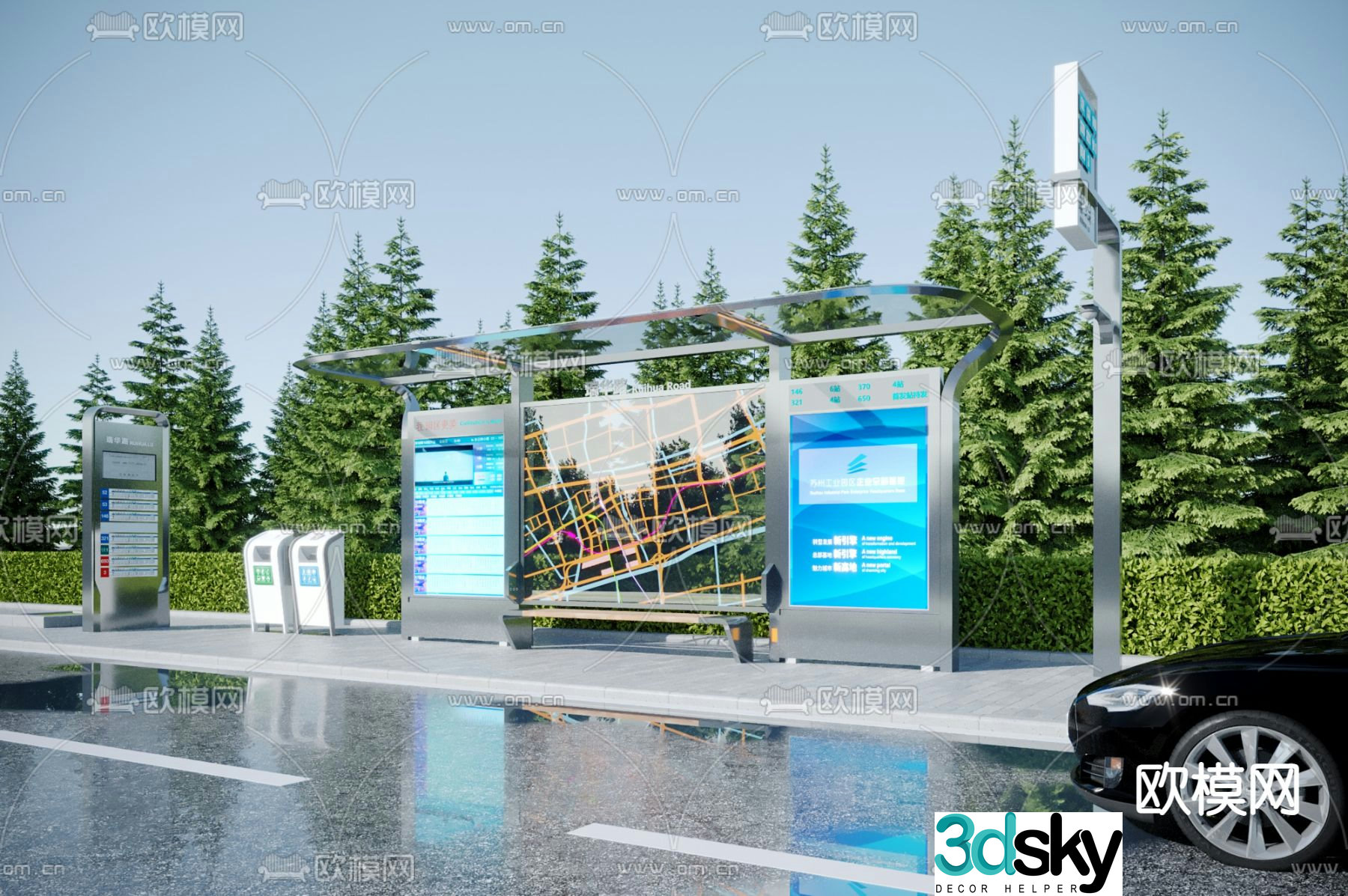 Bus stop shelter 3d model