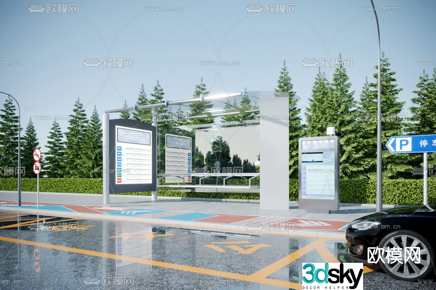 Bus stop shelter 3d model